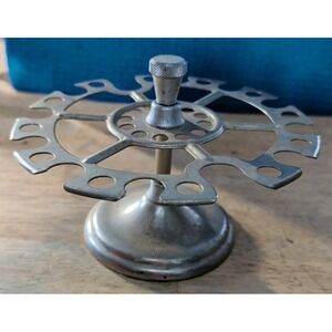 Vintage Rubber Stamp Holder Metal Carousel Style Chrome. Used